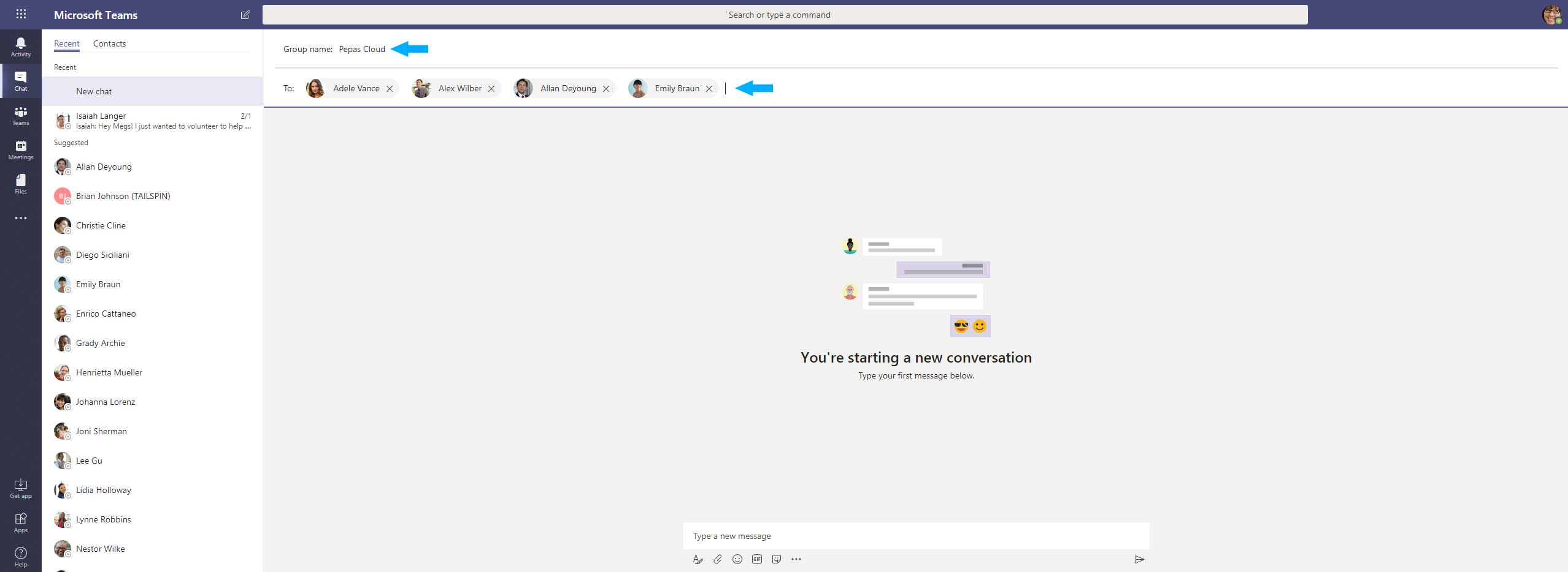 Microsoft Teams Chat Group Pepas Cloud