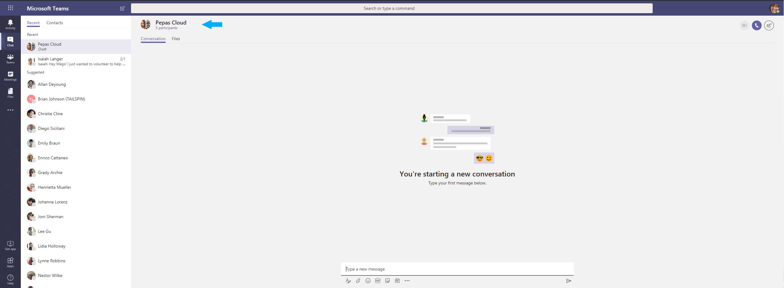 Microsoft Teams Chat Group1 Pepas Cloud