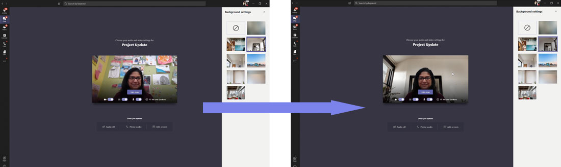 Optiunea de schimbare a fundalului in Microsoft Teams