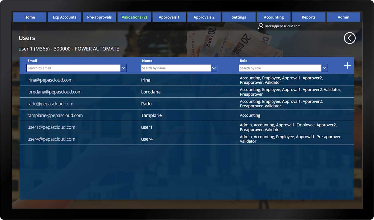 pepas cloud advanced expense manager user